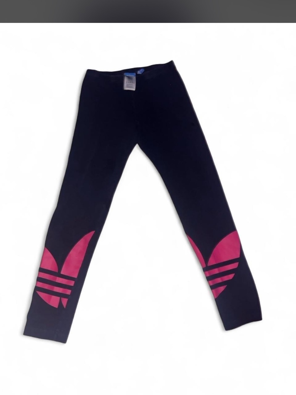 adidas Black Leggings with Pink Trefoil Detail